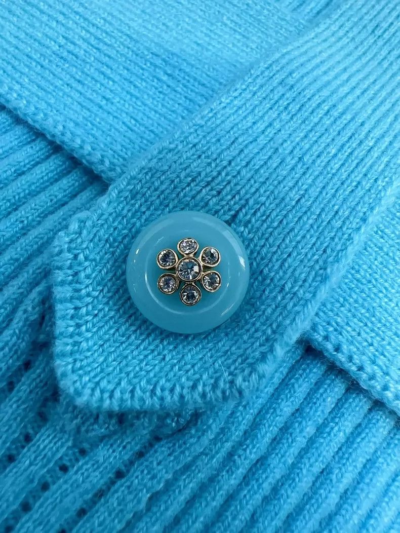 Chanel Chanel Blue Knit Top with Belt Detail Size S / US 4 / IT 40 - 4 Thumbnail