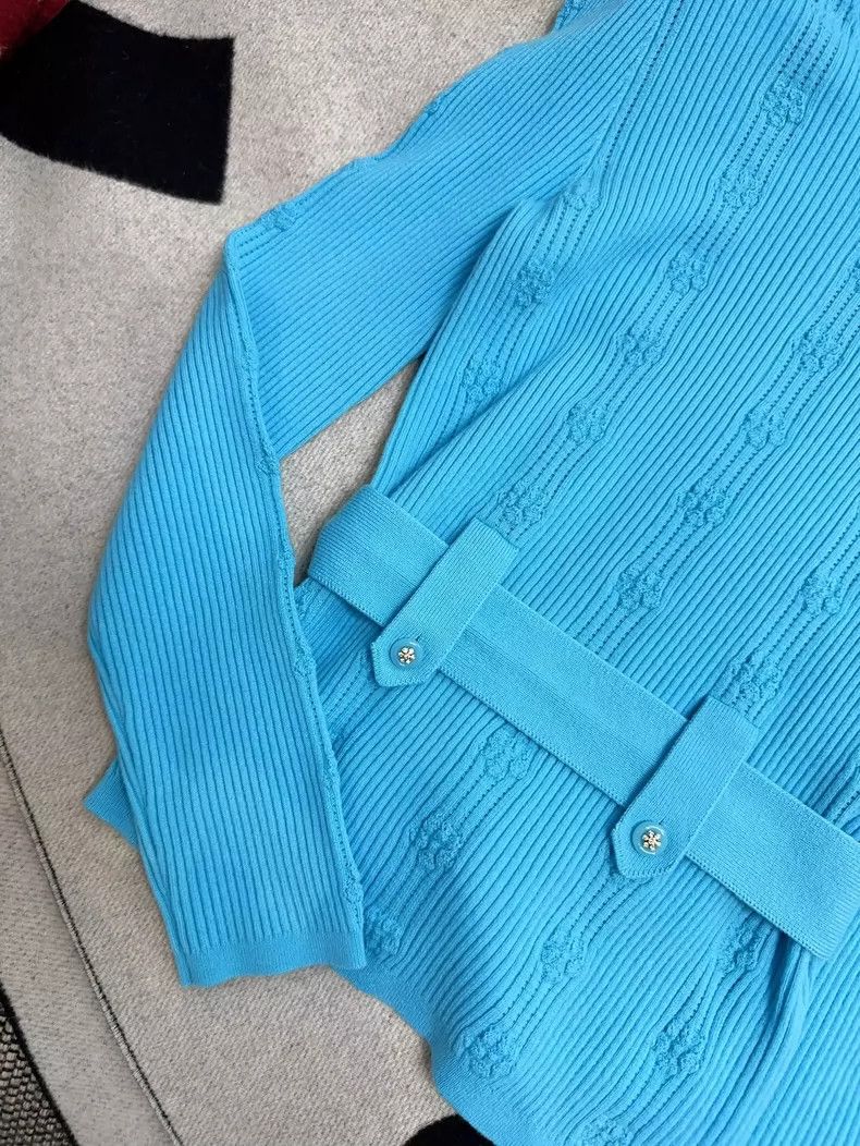 Chanel Chanel Blue Knit Top with Belt Detail Size S / US 4 / IT 40 - 3 Thumbnail