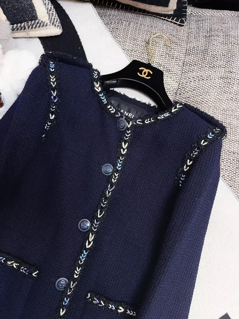 Chanel Chanel Blue Trimmed Jacket from Dubai Collection Size S / US 4 / IT 40 - 2 Thumbnail
