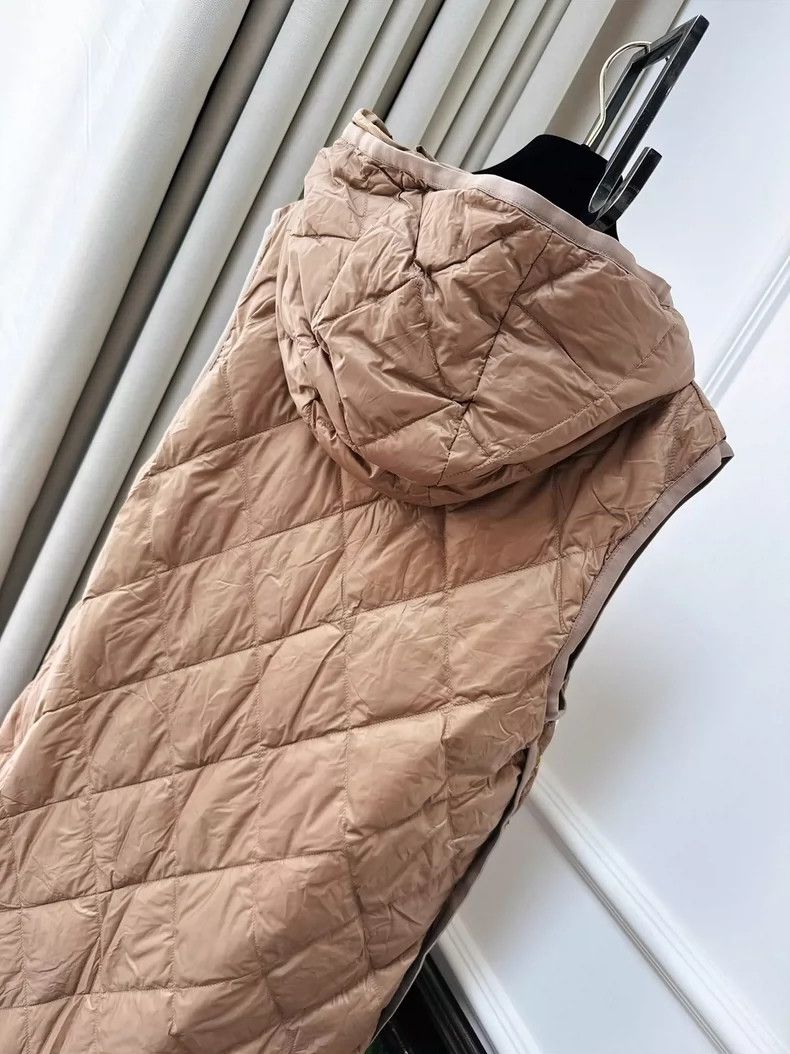 Moncler Maxmara Beige Long Hooded Down Vest Size M / US 6-8 / IT 42-44 - 4 Thumbnail