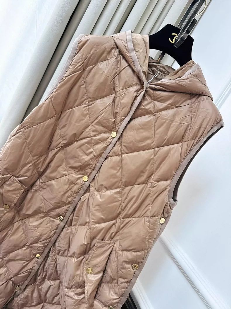Moncler Maxmara Beige Long Hooded Down Vest Size M / US 6-8 / IT 42-44 - 3 Thumbnail