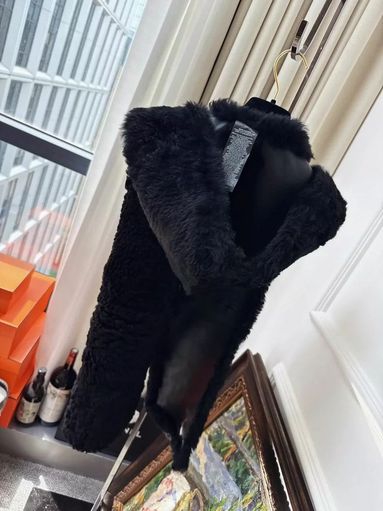 Yves Saint Laurent Yves Salomon Black Fur Hooded Scarf Shawl Size ONE SIZE - 6 Thumbnail