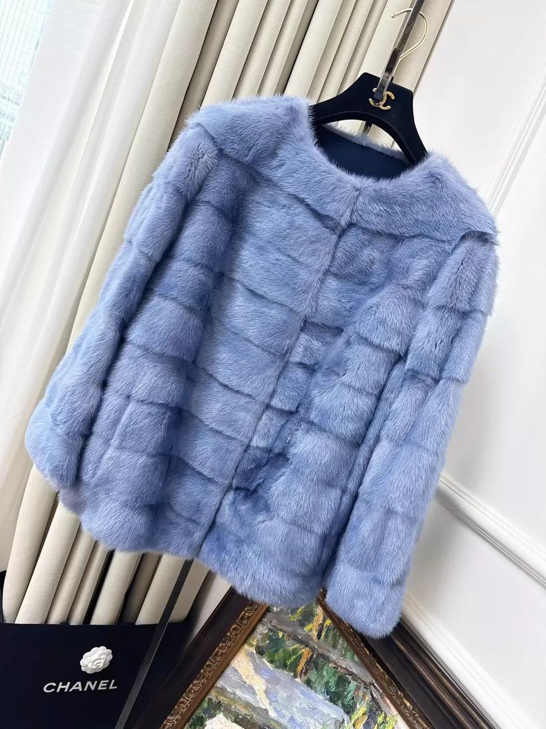 Yves Saint Laurent Yves Salomon Blue Mouter Fur Coat Size M / US 6-8 / IT 42-44 - 8 Thumbnail