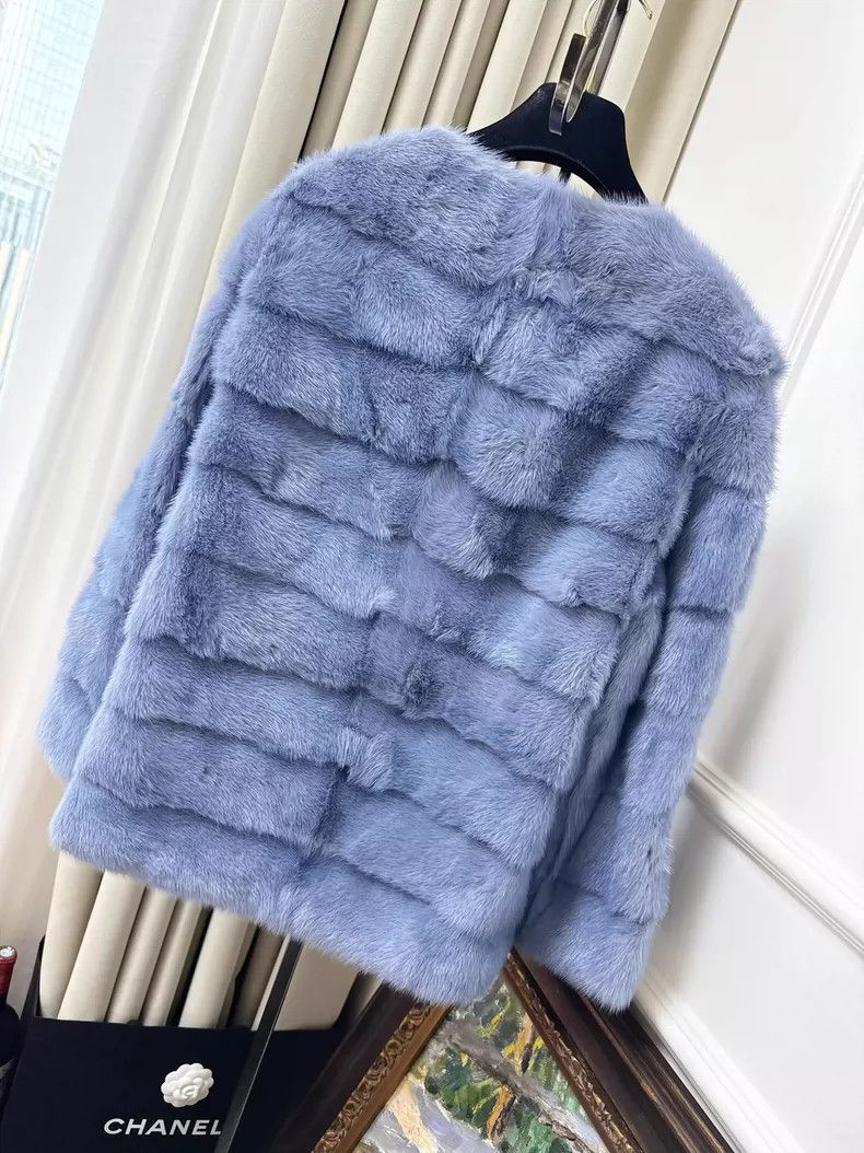 Yves Saint Laurent Yves Salomon Blue Mouter Fur Coat Size M / US 6-8 / IT 42-44 - 3 Thumbnail