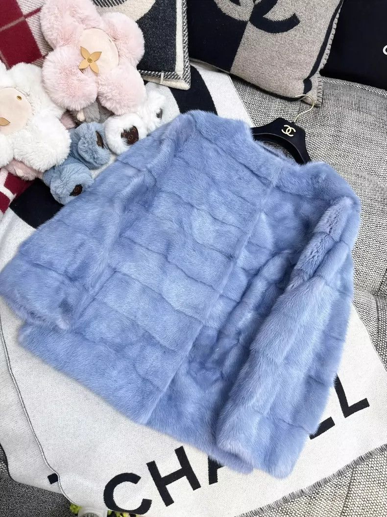 Yves Saint Laurent Yves Salomon Blue Mouter Fur Coat Size M / US 6-8 / IT 42-44 - 4 Thumbnail
