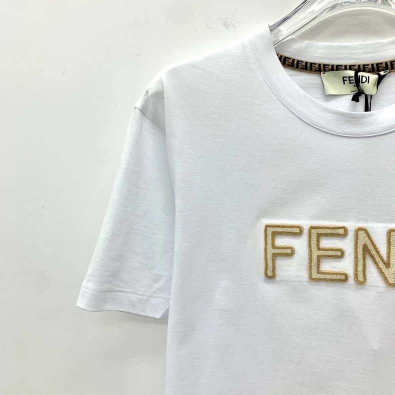 Fendi Fendi White Logo Cotton T-Shirt Size M Size M / US 6-8 / IT 42-44 - 3 Thumbnail