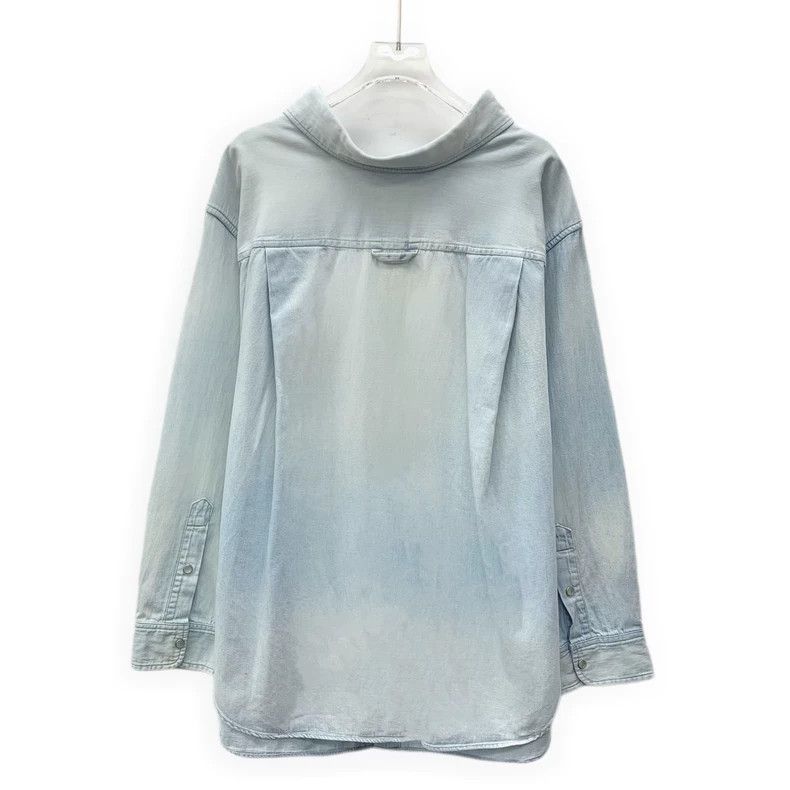 Balenciaga Balenciaga Light Blue Long Sleeve Button-Up Shirt Size XXS / US 00 / IT 34 - 2 Thumbnail