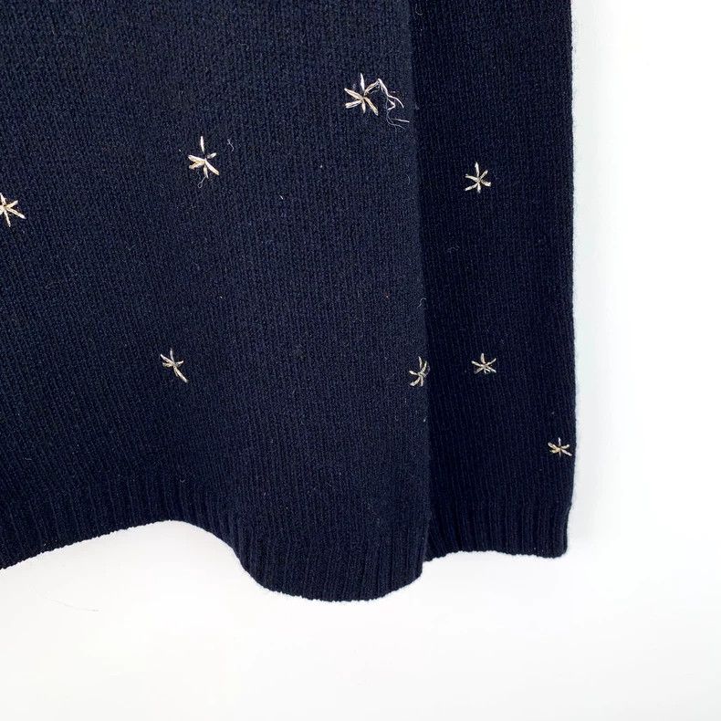 Dior Christian Dior Navy Starry Knit Sweater Size L / US 10 / IT 46 - 4 Thumbnail