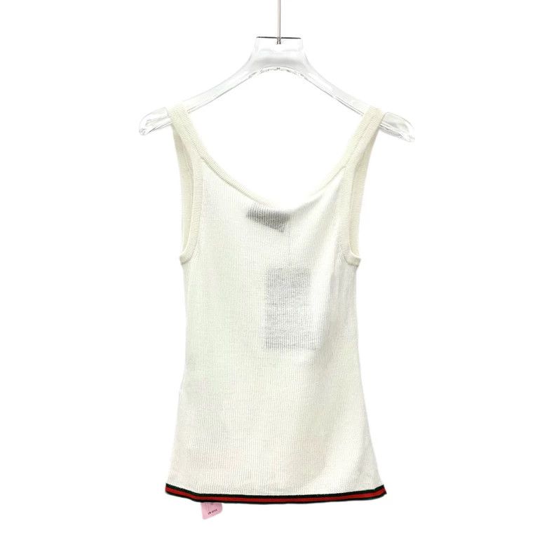Gucci Gucci Beige Striped Logo Cashmere Tank Top Size XXS / US 00 / IT 34 - 2 Thumbnail