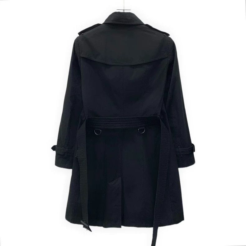 Burberry Burberry Black Cotton Double-Breasted Trench Coat Size L / US 10 / IT 46 - 2 Thumbnail