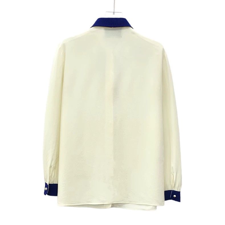 Gucci Gucci Beige Silk Long Sleeve Button-Up Shirt Size L / US 10 / IT 46 - 2 Thumbnail