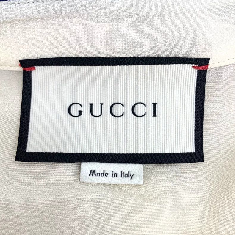 Gucci Gucci Beige Silk Long Sleeve Button-Up Shirt Size L / US 10 / IT 46 - 5 Thumbnail