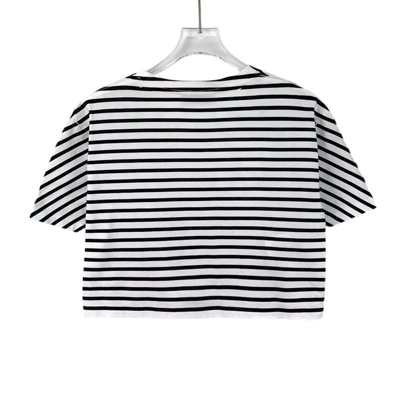 Miu Miu Miu Miu Striped Logo Cotton T-Shirt Size L / US 10 / IT 46 - 2 Thumbnail