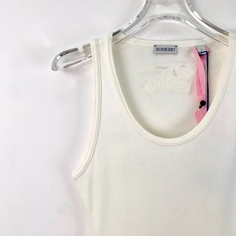 Burberry Burberry White Sleeveless Knit Top with Logo Size S / US 4 / IT 40 - 3 Thumbnail