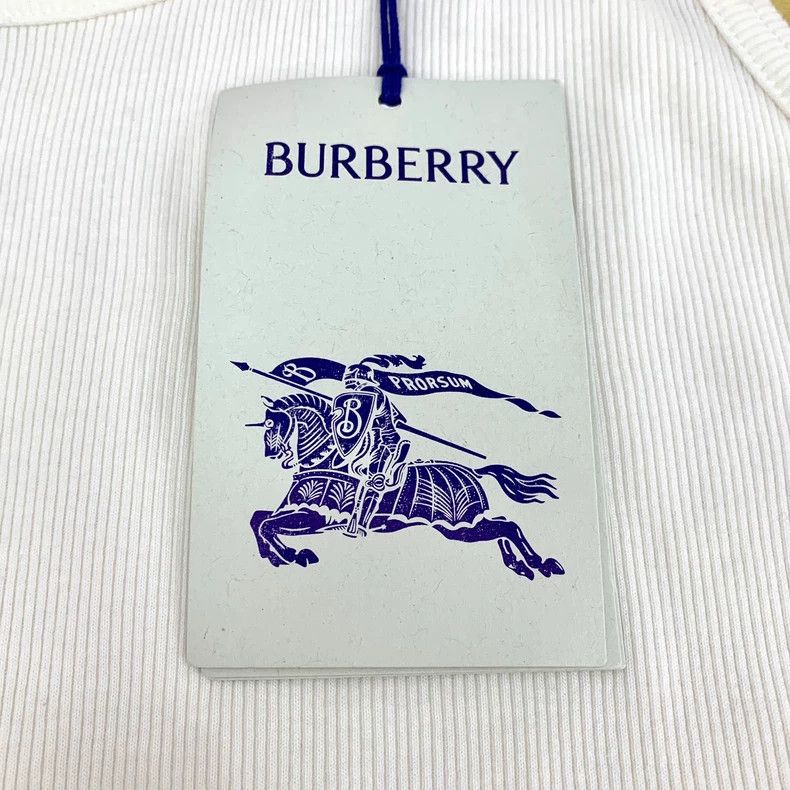 Burberry Burberry White Sleeveless Knit Top with Logo Size S / US 4 / IT 40 - 8 Thumbnail