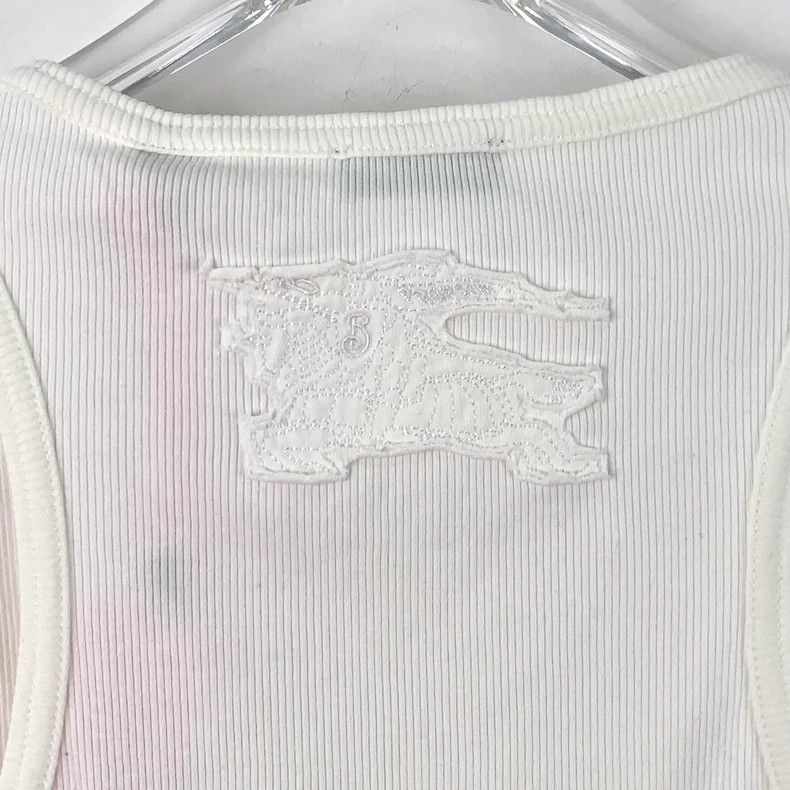 Burberry Burberry White Sleeveless Knit Top with Logo Size S / US 4 / IT 40 - 5 Thumbnail