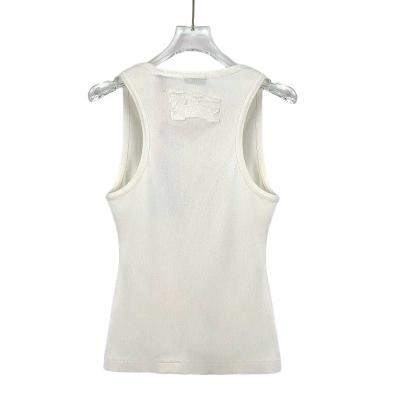 Burberry Burberry White Sleeveless Knit Top with Logo Size S / US 4 / IT 40 - 2 Thumbnail
