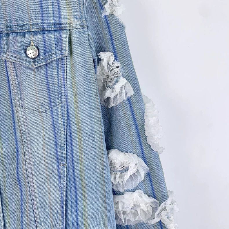 Chanel Chanel Blue Striped Lace Denim Jacket Size XS / US 0-2 / IT 36-38 - 4 Thumbnail