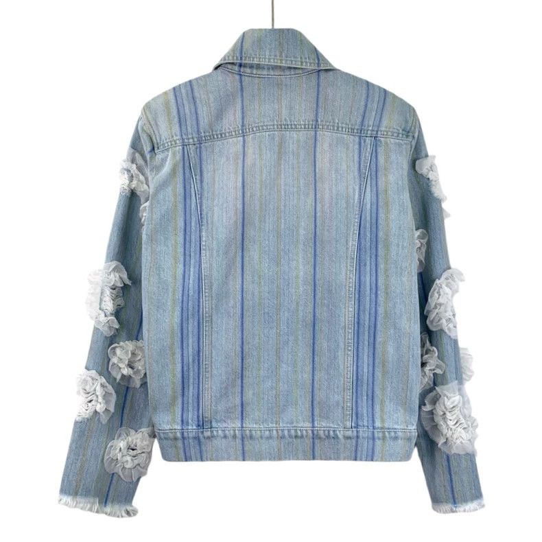 Chanel Chanel Blue Striped Lace Denim Jacket Size XS / US 0-2 / IT 36-38 - 2 Thumbnail