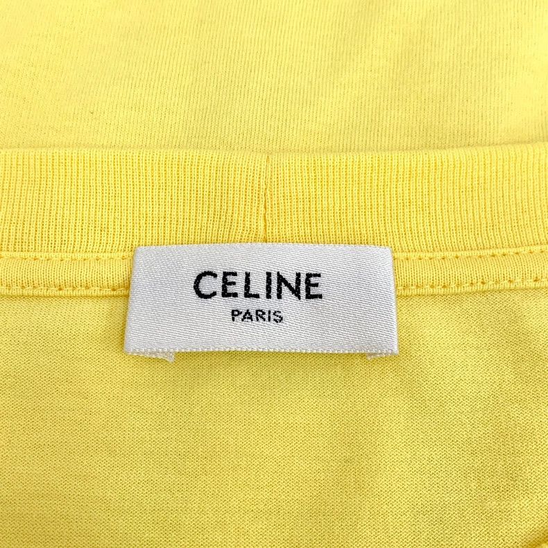 Celine Yellow Letter Print Cotton T-Shirt