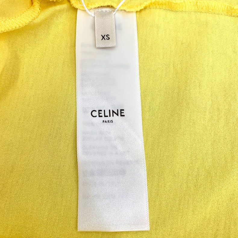 Celine Yellow Letter Print Cotton T-Shirt