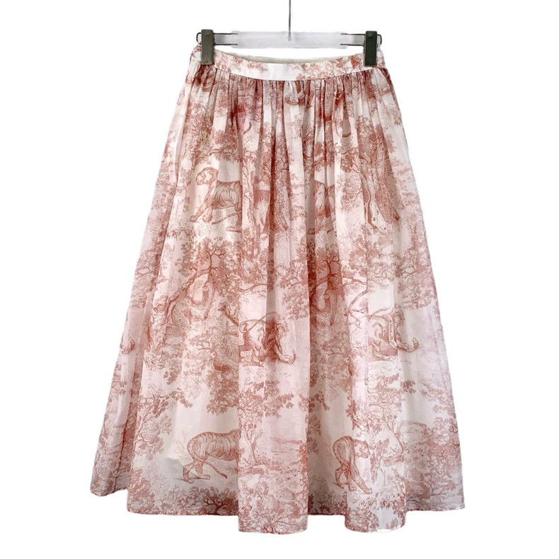 Dior Christian Dior Pink Jungle Print Cotton Skirt Size 36" / US 14 / IT 50 - 2 Thumbnail