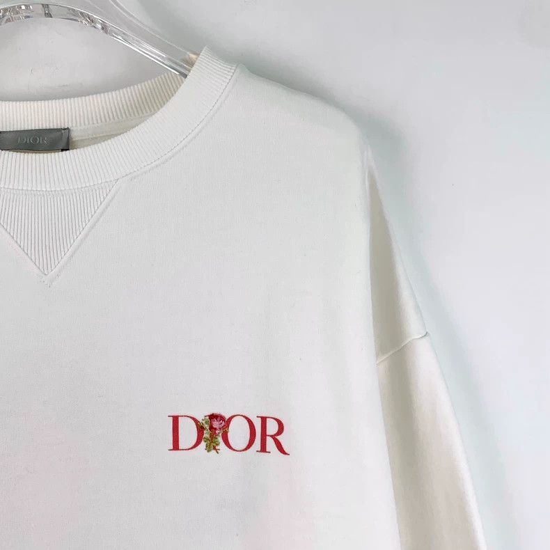 Dior Dior White Embroidered Cotton Long Sleeve Sweatshirt Size S / US 4 / IT 40 - 3 Thumbnail