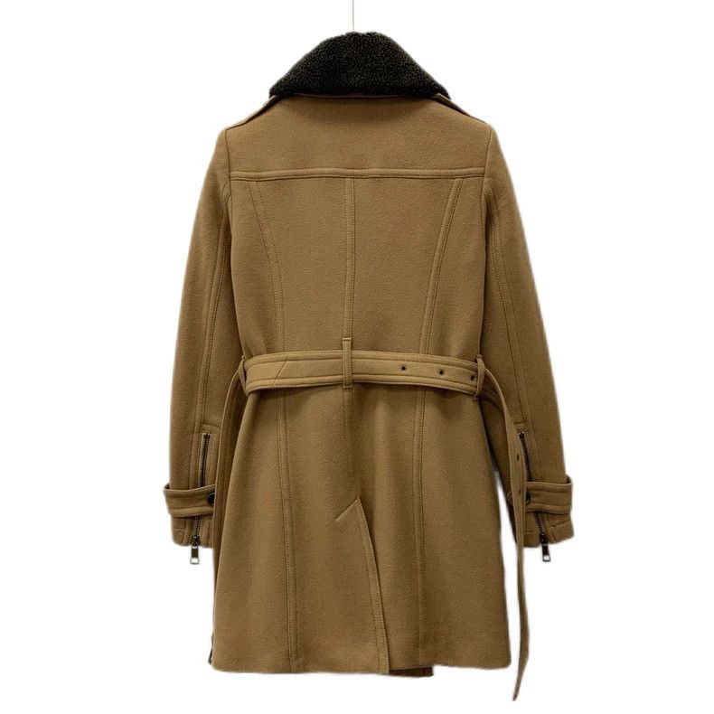 Burberry Burberry Camel Wool Peacoat with Fur Collar Size S / US 4 / IT 40 - 2 Thumbnail