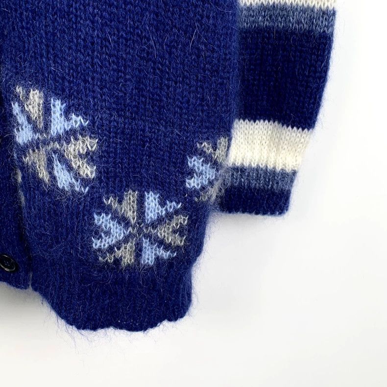 Loewe Navy Blue Snowflake Patterned Knit Cardigan Size S / US 4 / IT 40 - 4 Thumbnail
