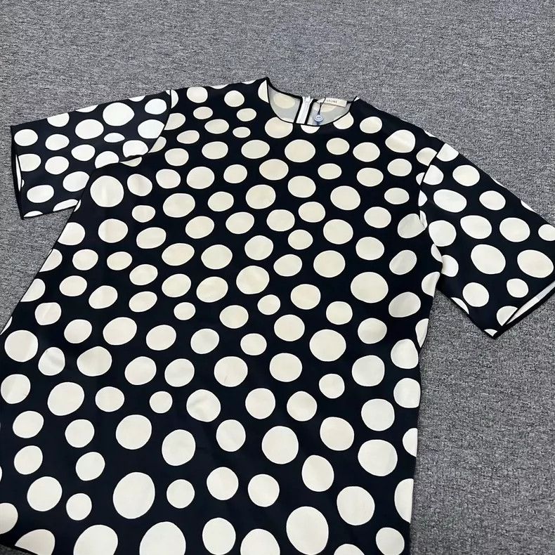 Celine Celine Black and White Polka Dot Dress Size L / US 10 / IT 46 - 3 Thumbnail