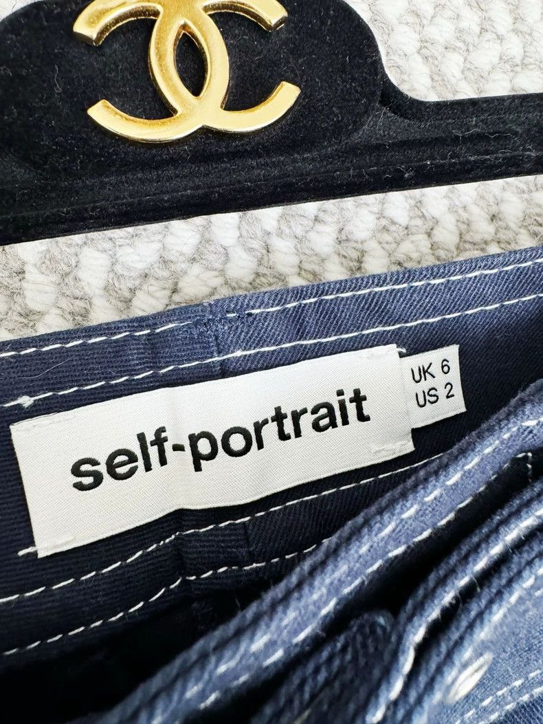 Self-Portrait Self-Portrait Flared Denim Pants UK6 Size 22" - 4 Thumbnail