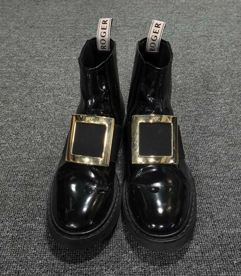 Roger Vivier Patented Leather Buckle Ankle Boots Size US 7 / IT 37 - 4 Thumbnail