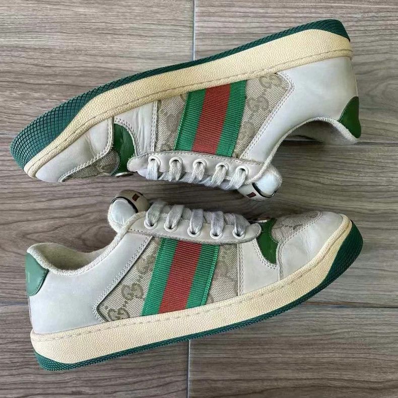 Gucci Gucci Dirty Sneakers with GG Enamel Green Size US 5 / EU 37 - 2 Thumbnail