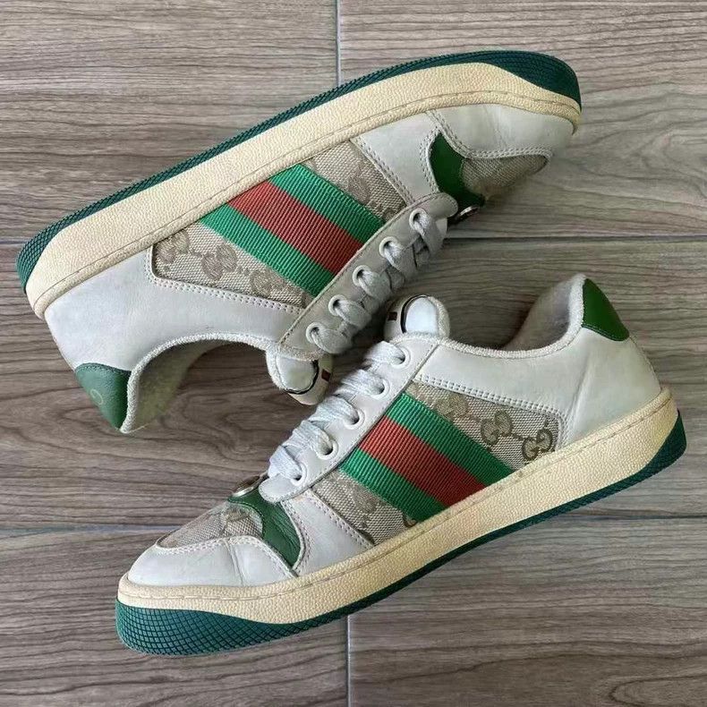Gucci Gucci Dirty Sneakers with GG Enamel Green Size US 5 / EU 37 - 3 Thumbnail