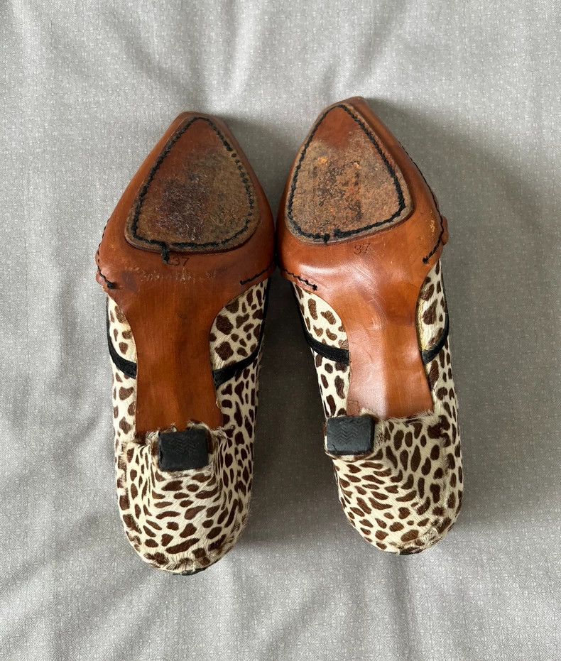 Yohji Yamamoto Leopard Print High Heels Vintage Mules Size US 8 / IT 38 - 4 Thumbnail