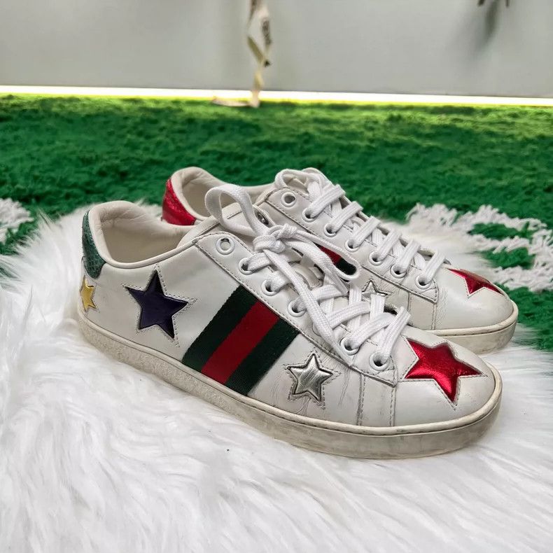 Gucci Gucci Star Logo White Sneakers Size 36.5 Size US 6 / IT 36 - 4 Thumbnail