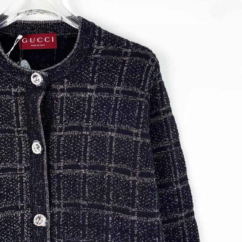Gucci Gucci Black Checkered Long Sleeve Cardigan Size M / US 6-8 / IT 42-44 - 3 Thumbnail
