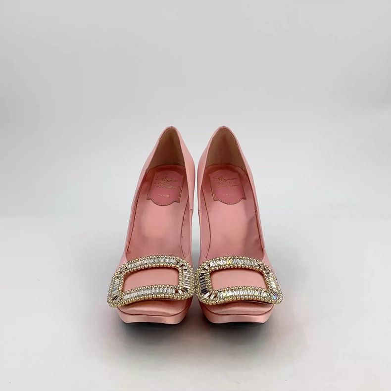 Roger Vivier Pink Satin High Heels with Buckle Detail Size US 5 / IT 35 - 3 Thumbnail