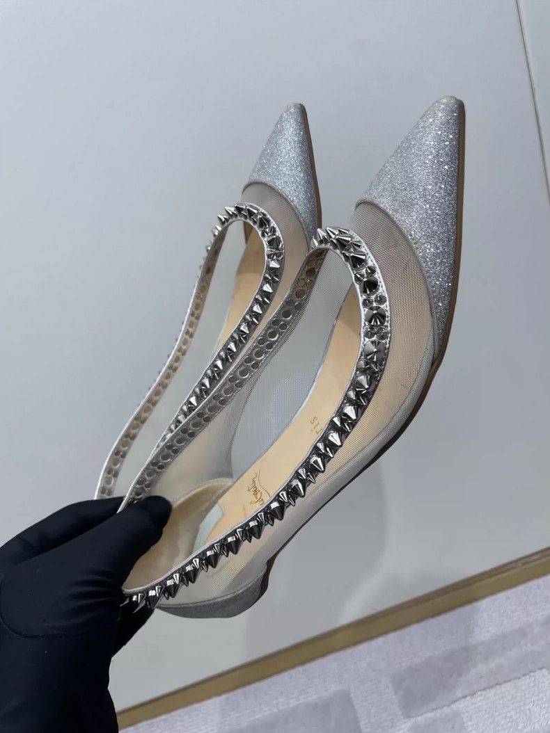 Christian Louboutin Christian Louboutin Silver Mesh Flat Shoes Size US 8 / IT 38 - 3 Thumbnail
