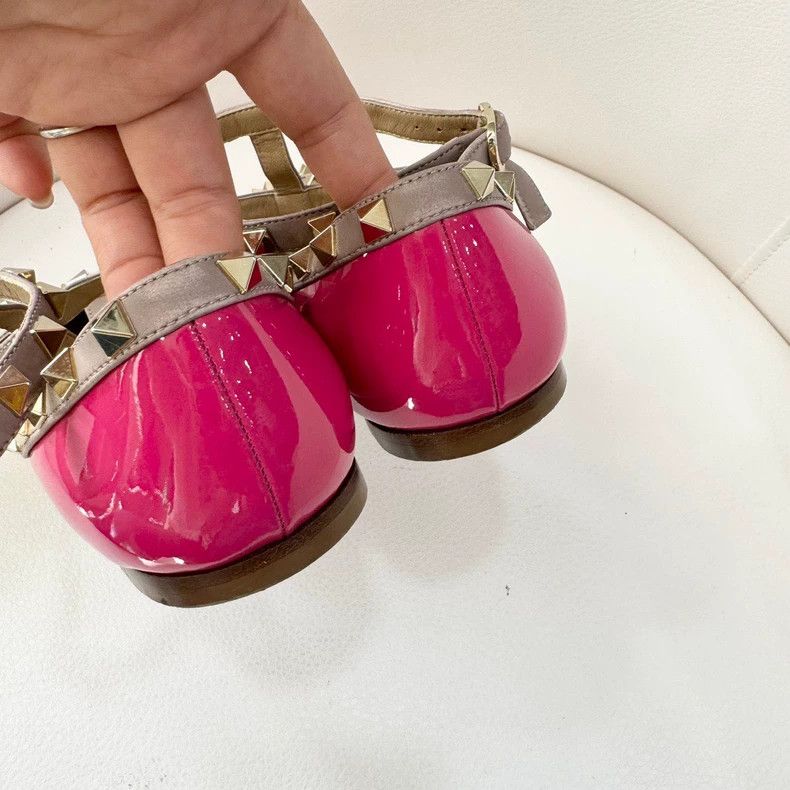 Valentino Valentino Pink Studded Pointed Flat Shoes Size US 8 / IT 38 - 4 Thumbnail