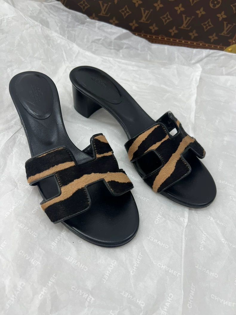 Hermes Hermes Zebra Print High Heel Slides Size US 7 / IT 37 - 3 Thumbnail