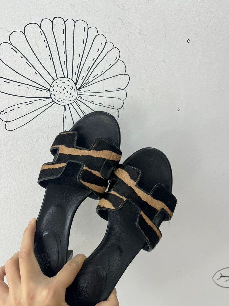 Hermes Hermes Zebra Print High Heel Slides Size US 7 / IT 37 - 7 Thumbnail