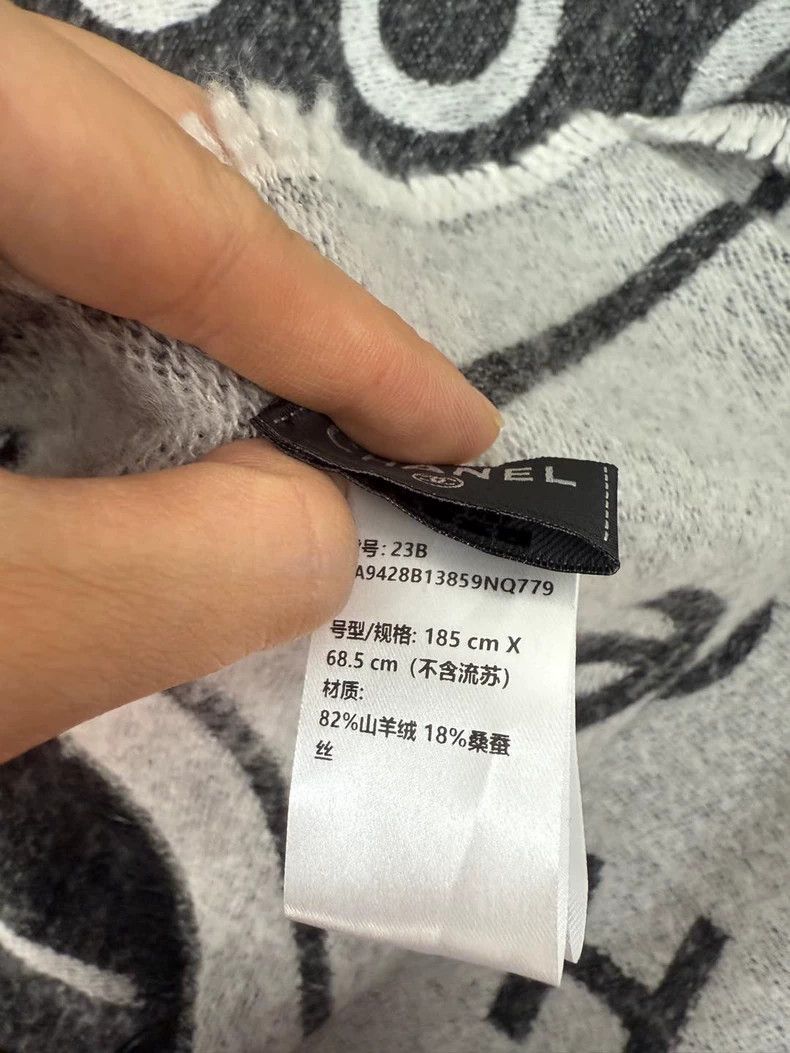 Chanel New Chanel Gray Logo Cashmere Scarf Wrap Size ONE SIZE - 5 Thumbnail