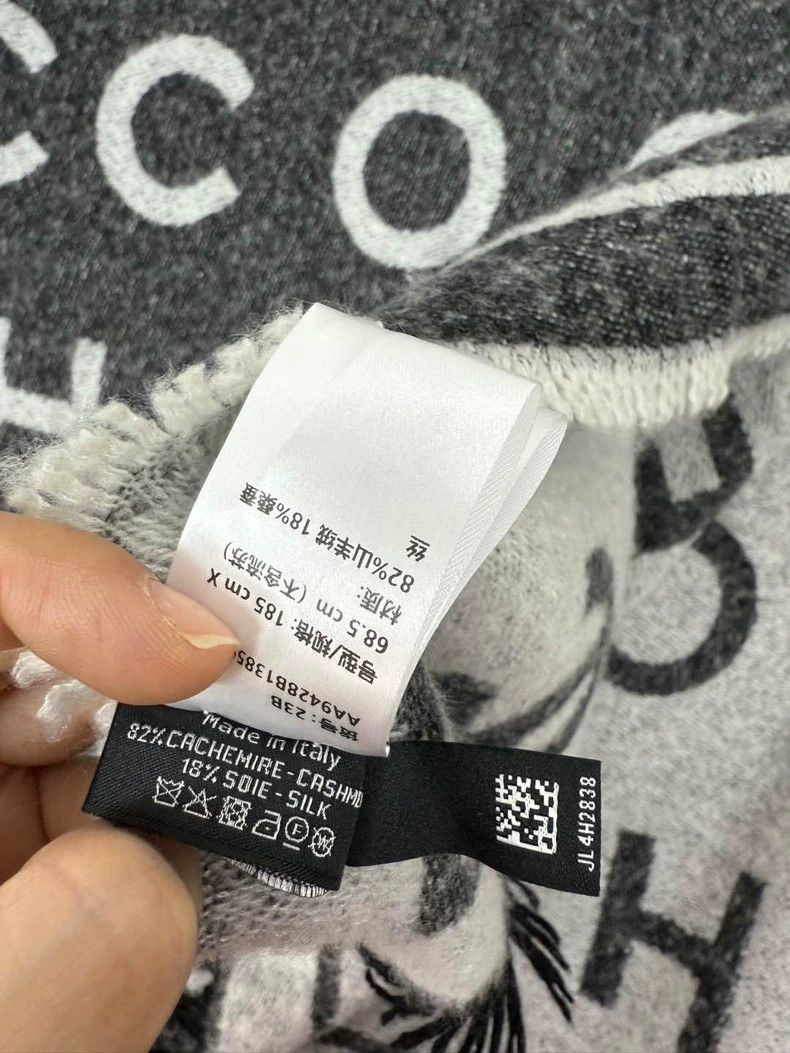 Chanel New Chanel Gray Logo Cashmere Scarf Wrap Size ONE SIZE - 6 Thumbnail