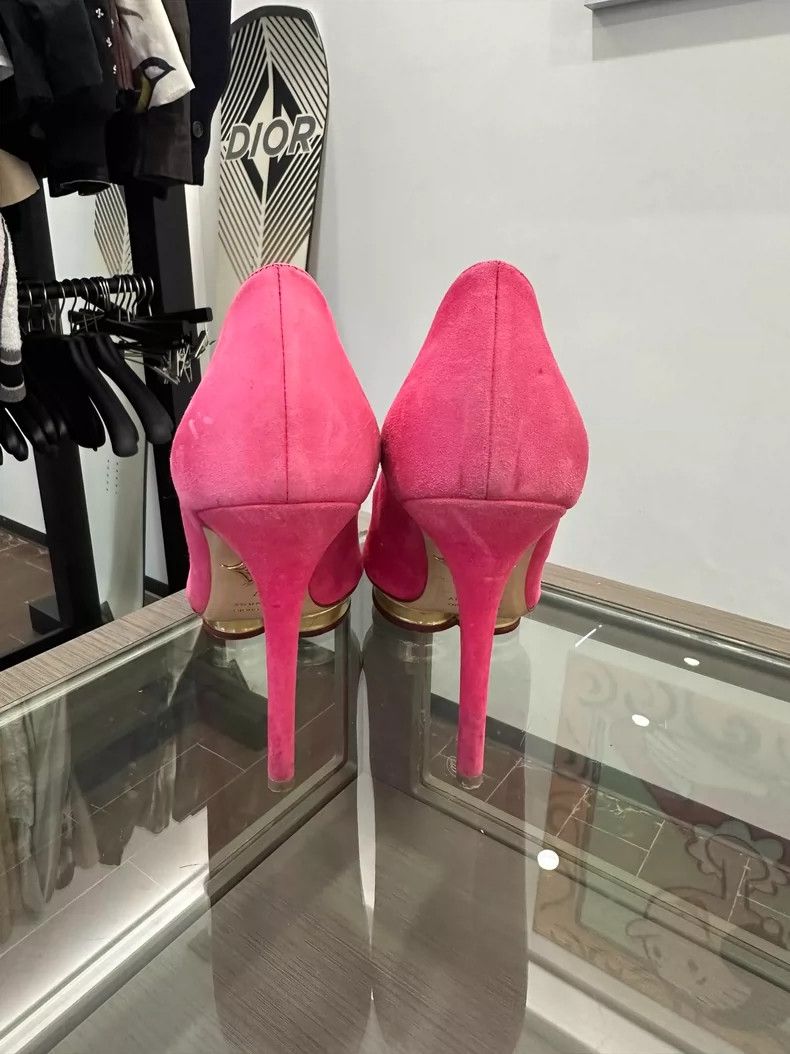 Jimmy Choo Gold Waterproof Pink High Heel Shoes Size US 8 / IT 38 - 4 Thumbnail
