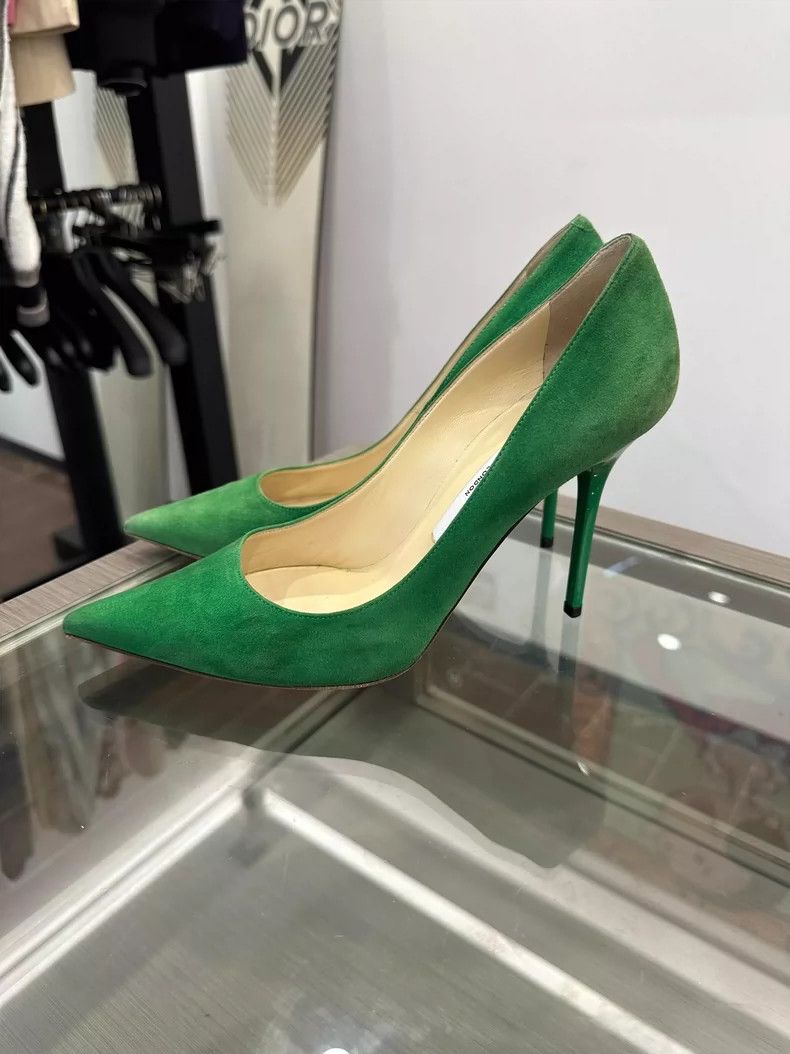 Jimmy Choo Jimmy Choo Green Suede High Heels 10cm Size 37 Size US 7 / IT 37 - 3 Thumbnail