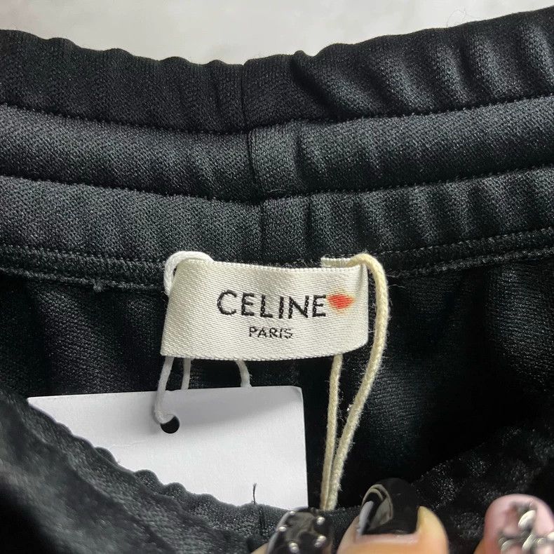 Celine Celine Black Letter Print Drawstring Casual Pants Size US 30 / EU 46 - 3 Thumbnail