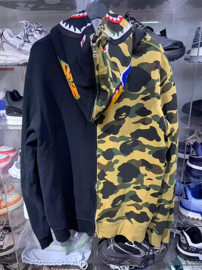 Bape Bape Black Yellow Camo Shark Hooded Jacket Size US XXL / EU 58 / 5 - 2 Thumbnail
