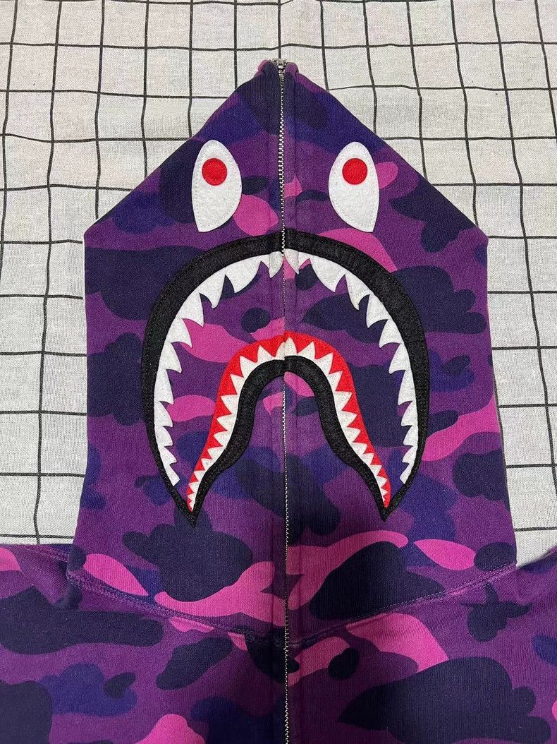 Bape Bape Purple Camouflage Shark Hoodie L Size Size US L / EU 52-54 / 3 - 3 Thumbnail