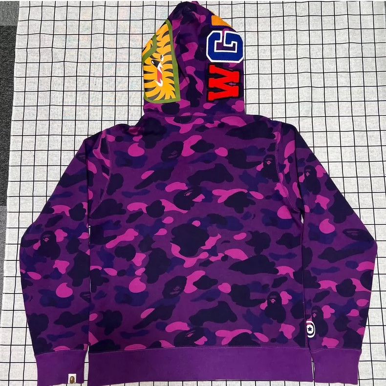 Bape Bape Purple Camouflage Shark Hoodie Jacket Size US L / EU 52-54 / 3 - 2 Thumbnail